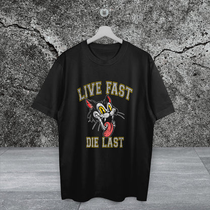 Live Fast Cat - Heavy Oversized Organic Shirt